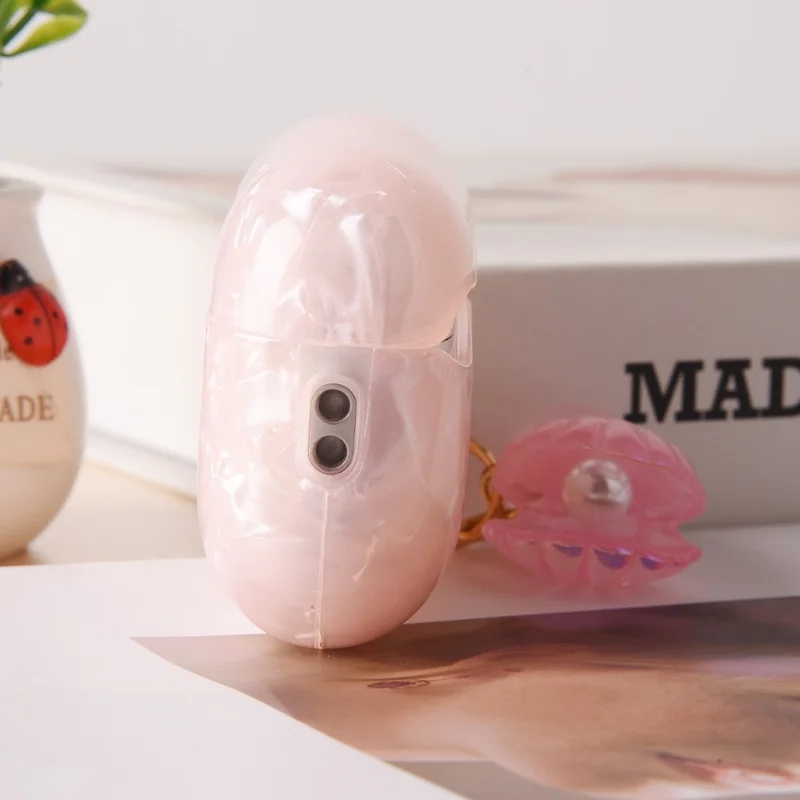 Étui de protection en TPU pour Apple AirPods Pro avec Charm Perle et Coquillage - Bleu