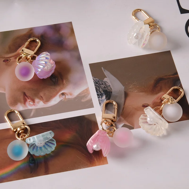 For AirPods Pro 2 Protective Case TPU Earphone Cover with Pearl and Seashell-Shaped Charm - Pink