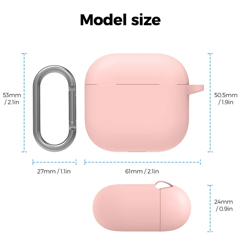 AHASTYLE WG163 For AirPods 4 Silicone Case Earphone Cover with Cleaning Pen Kit and Carabiner - Pink