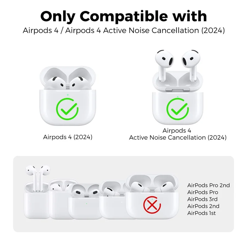 AHASTYLE WG163 Silikon-Hülle für AirPods 4 mit Karabiner - Lila