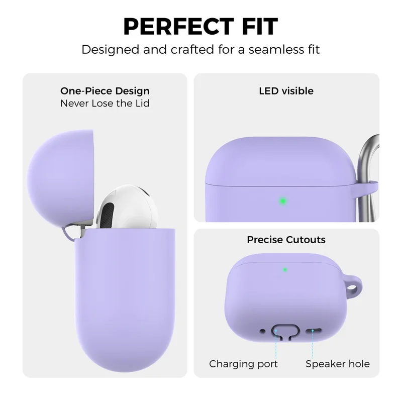 AHASTYLE WG163 Silikon-Hülle für AirPods 4 mit Karabiner - Lila