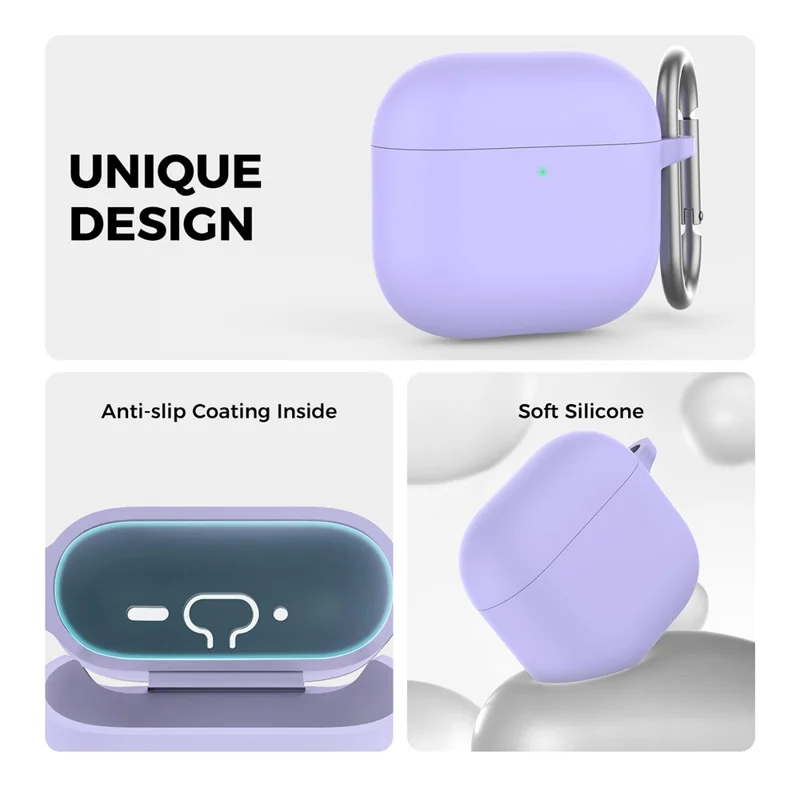AHASTYLE WG163 Silikon-Hülle für AirPods 4 mit Karabiner - Lila