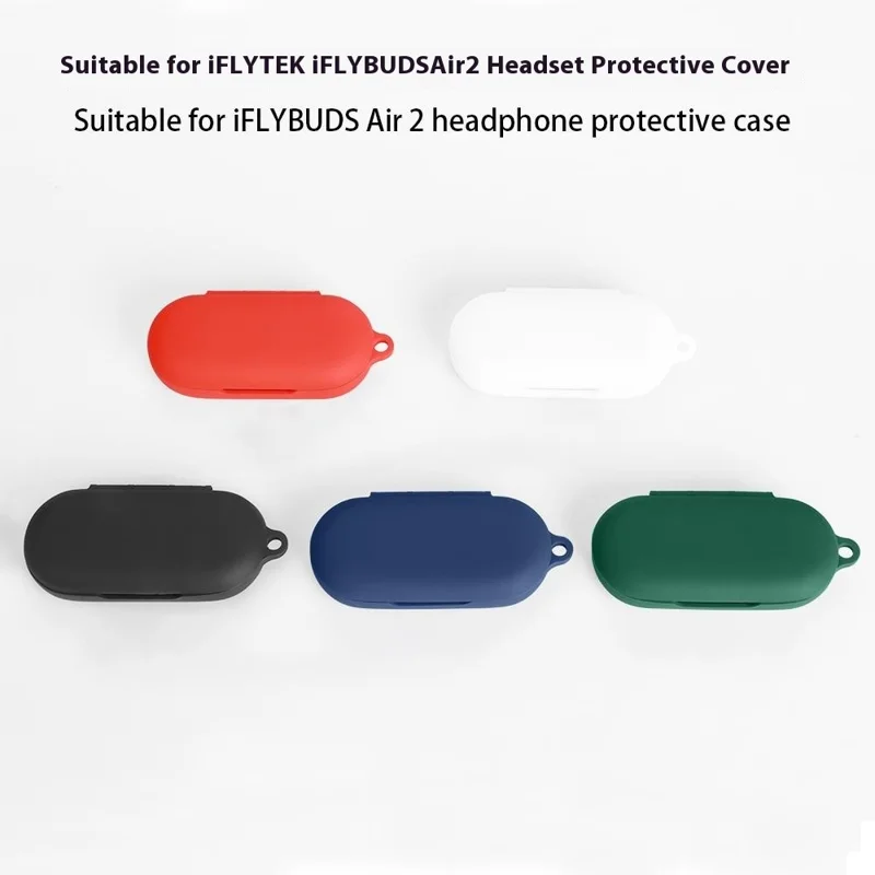 For iFLYBUDS Air 2 Protective Case Bluetooth-Compatible Earbuds Silicone Cover with Hook - Dark Blue