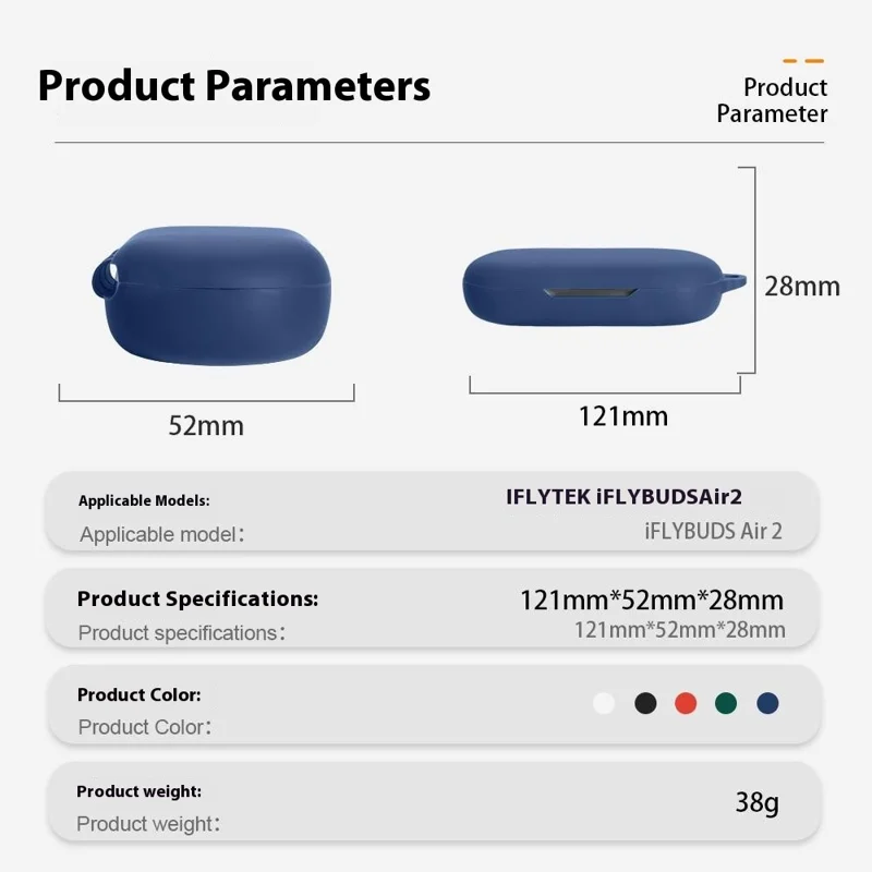 For iFLYBUDS Air 2 Protective Case Bluetooth-Compatible Earbuds Silicone Cover with Hook - Dark Blue