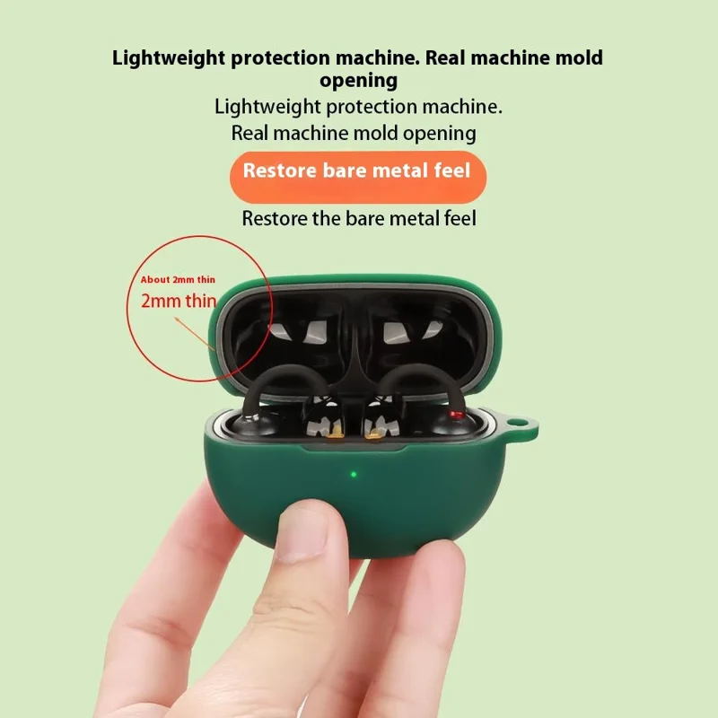 Чехол Earfun Clip защитный для Bluetooth-совместимых наушников, силиконовый с крючком - темно-зеленый