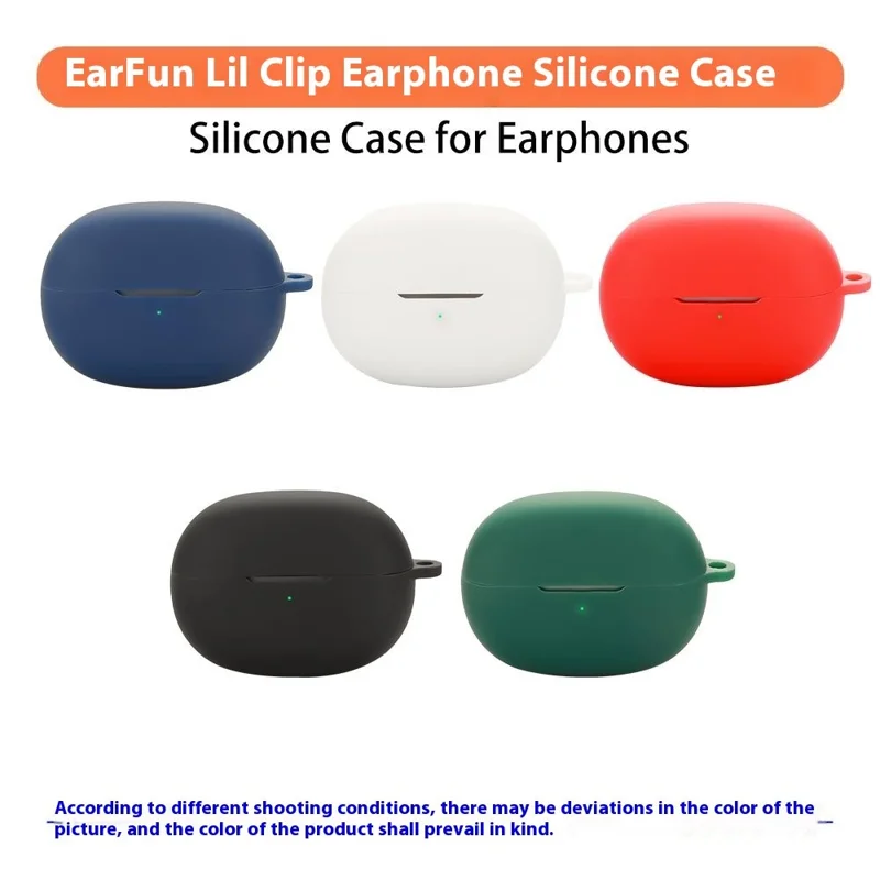For EarFun Clip Protective Case Bluetooth-Compatible Earbuds Silicone Cover with Hook - Red
