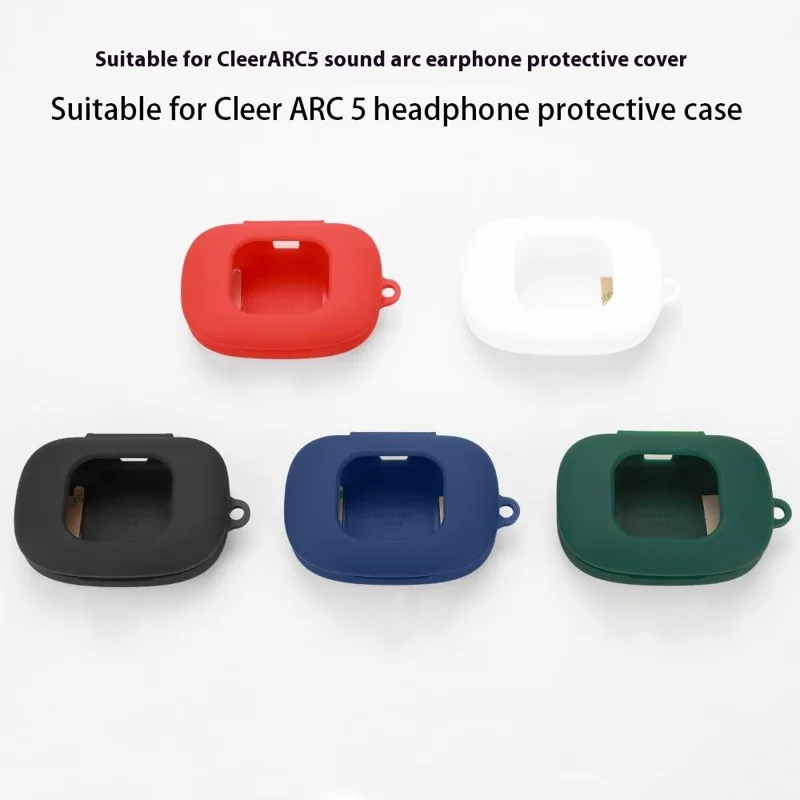 For Cleer ARC 5 Protective Case Bluetooth-Compatible Earbuds Silicone Cover with Hook - Dark Blue