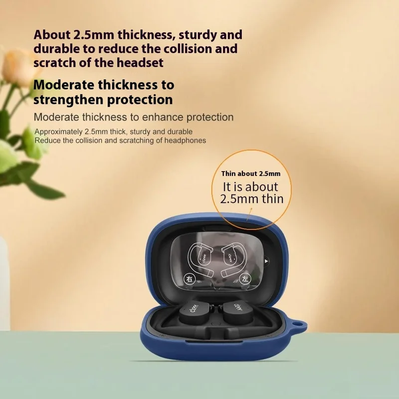 For Cleer ARC 5 Protective Case Bluetooth-Compatible Earbuds Silicone Cover with Hook - Blackish Green