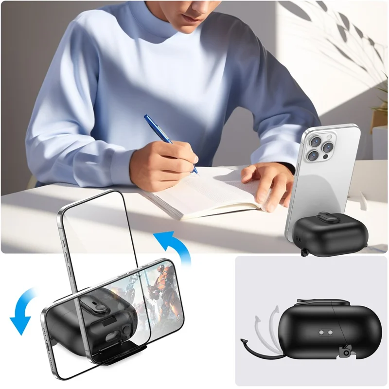 For Samsung Galaxy Buds3 Pro  /  Buds3 Case Switch Lock Earbuds Cover with Stand and Lanyard - Black