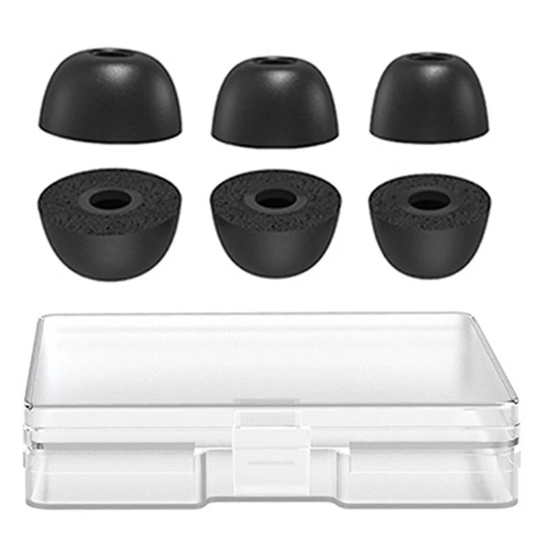 AHASTYLE WG36 3 Pairs Eartips For Samsung Galaxy Buds2 Pro Silicone Ear Caps Cushion Replacement, Size: S + M + L - Black