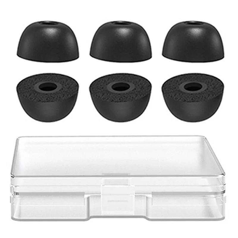 AHASTYLE WG36 3 Paar Ersatz-Ohreinsätze für Samsung Galaxy Buds2 Pro Silikon-Ohrhörer Abdeckungen Polster - Schwarz / L