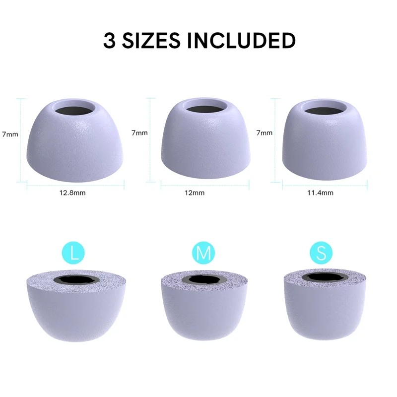 AHASTYLE WG36 3 Paar Ersatz-Ohreinsätze für Samsung Galaxy Buds2 Pro Silikon-Ohrhörer Abdeckungen Polster - Schwarz / L