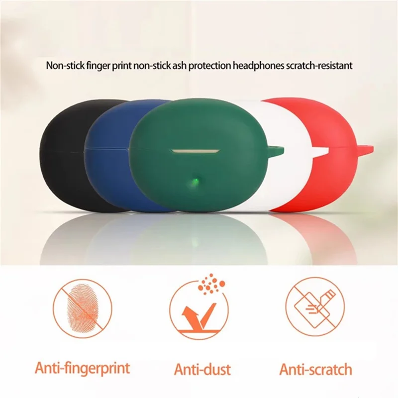 Funda de Silicona Negra Verdosa para Auriculares Inalámbricos QCY Crossky C50 con Hebilla Antivío