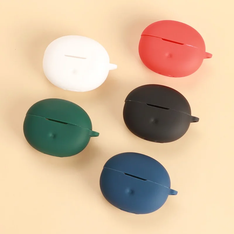 For QCY Crossky C50 Silicone Case Wireless Earphones Protective Cover with Anti-Lost Buckle - Black
