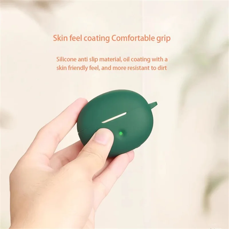 For QCY Crossky C50 Silicone Case Wireless Earphones Protective Cover with Anti-Lost Buckle - Black