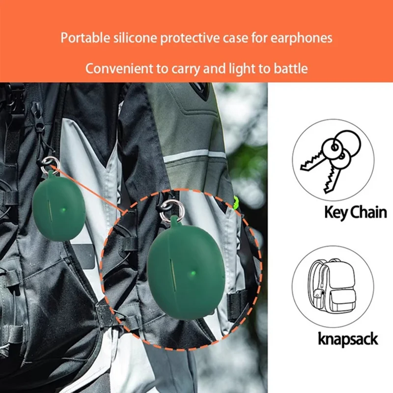 For QCY Crossky C50 Silicone Case Wireless Earphones Protective Cover with Anti-Lost Buckle - Black