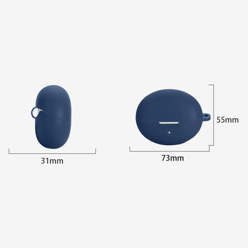 For Honor Earbuds 4i Silicone Case Wireless Earphones Protective Cover with Anti-Lost Buckle - Dark Blue