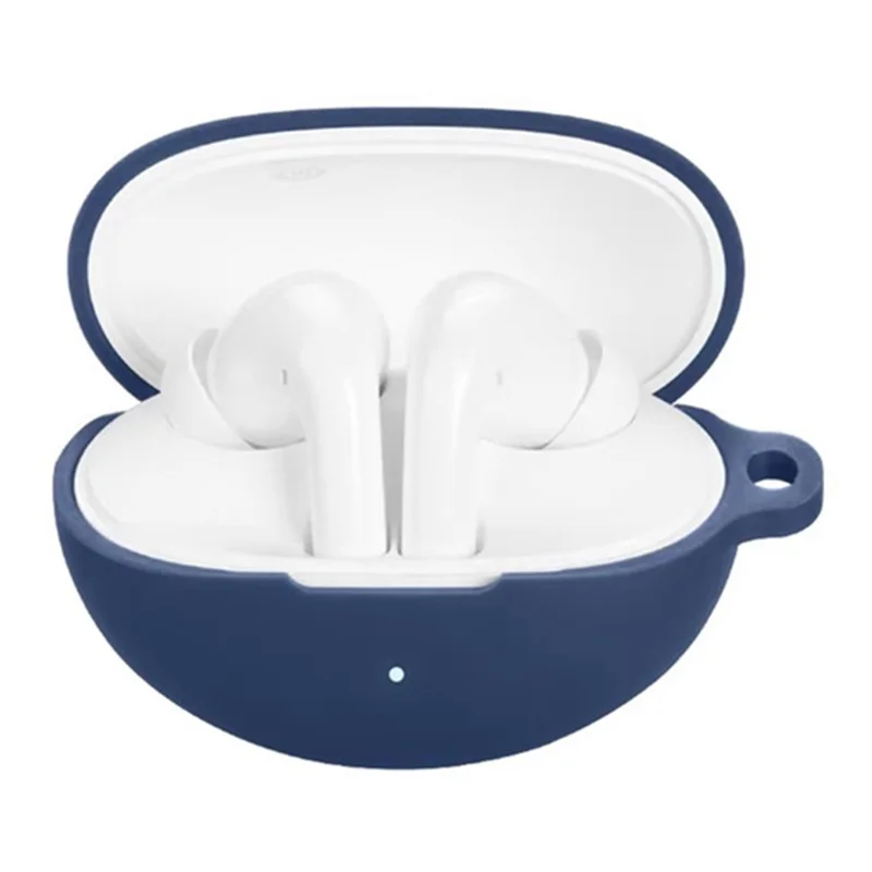 For Honor Earbuds 4i Silicone Case Wireless Earphones Protective Cover with Anti-Lost Buckle - Dark Blue