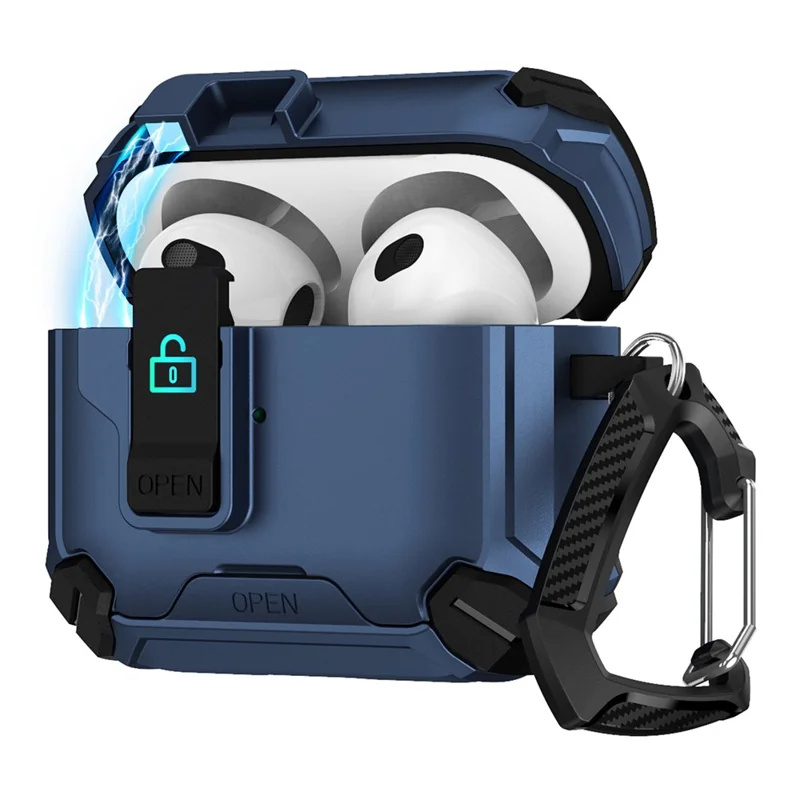 Magnetic Stand Earbuds Case For Apple AirPods with Wireless Charging Case (2019)  /  AirPods with Charging Case (2019)  /  (2016) - Black  /  Dark Blue
