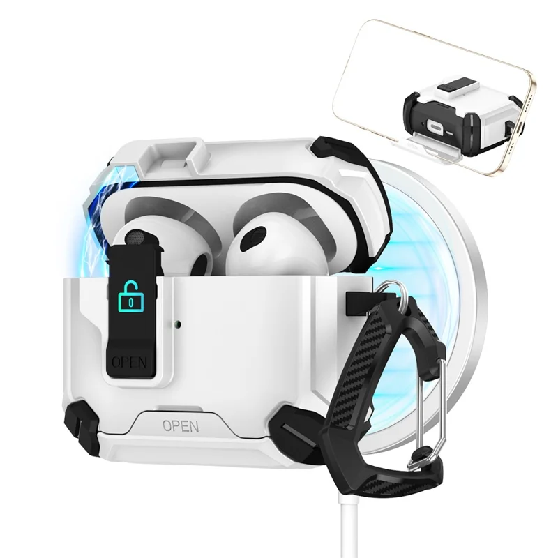 Magnetic Stand Earbuds Case For Apple AirPods with Wireless Charging Case (2019)  /  AirPods with Charging Case (2019)  /  (2016) - Black  /  Dark Blue