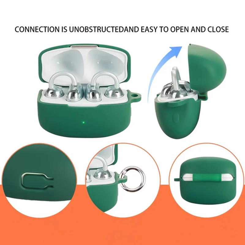 Étui en silicone pour Oppo Enco Clip avec boucle anti-perte - Vert noirâtre
