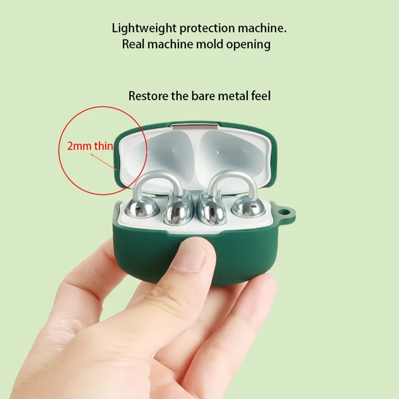 Étui en silicone pour Oppo Enco Clip avec boucle anti-perte - Vert noirâtre