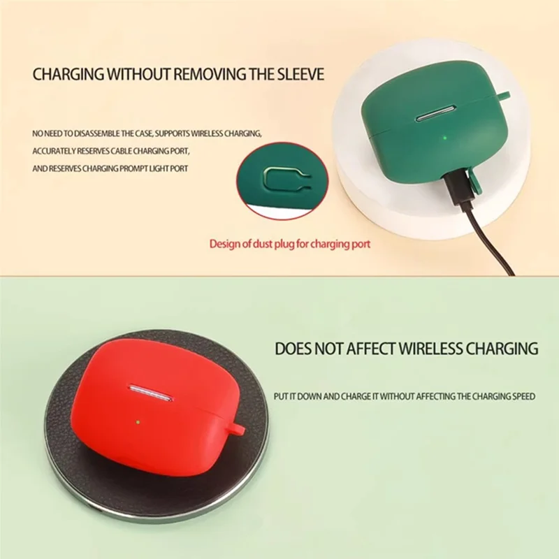 Étui en silicone pour Oppo Enco Clip avec boucle anti-perte - Vert noirâtre