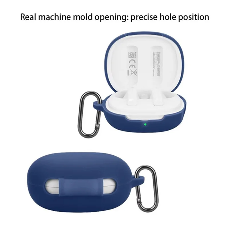 Étui en silicone pour écouteurs sans fil QCY AilyBuds E20 avec boucle anti-perte - Bleu foncé