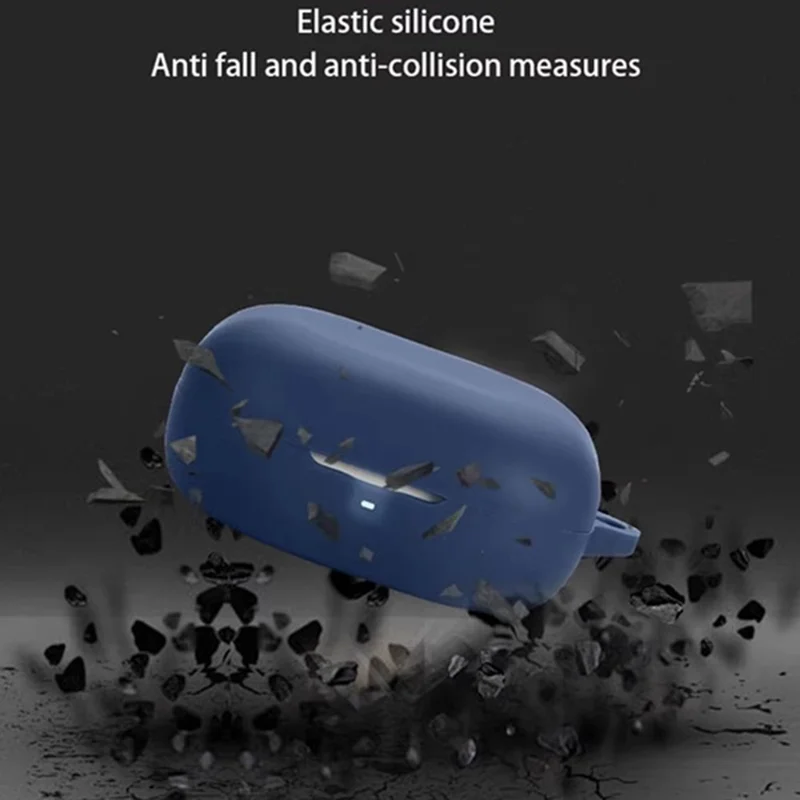 For Honor Earbuds X9 Silikon-Hülle Kabellose Kopfhörer Schutzhülle mit Anti-Verlust-Schnalle - Dunkelblau