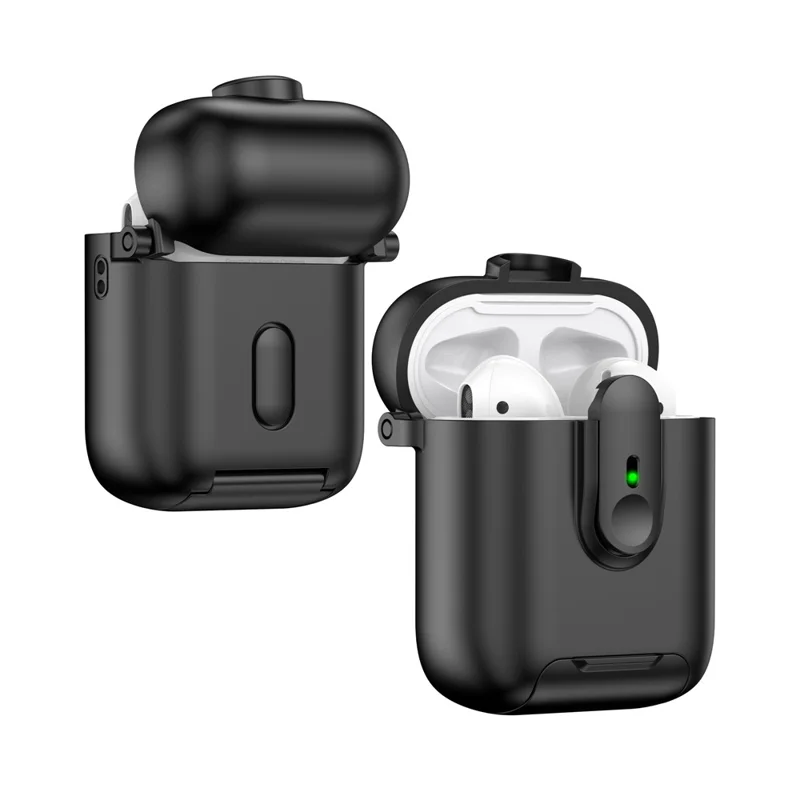 Funda con Cierre para AirPods de Apple con Estuche de Carga Inalámbrica (2019) / AirPods con Estuche de Carga (2019) / (2016), con Cordón - Negro