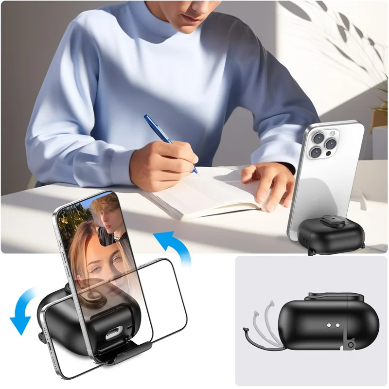 Für Apple AirPods 4 Schutzhülle mit Verriegelungsmechanismus, Ständer und Umhängeband - Schwarz