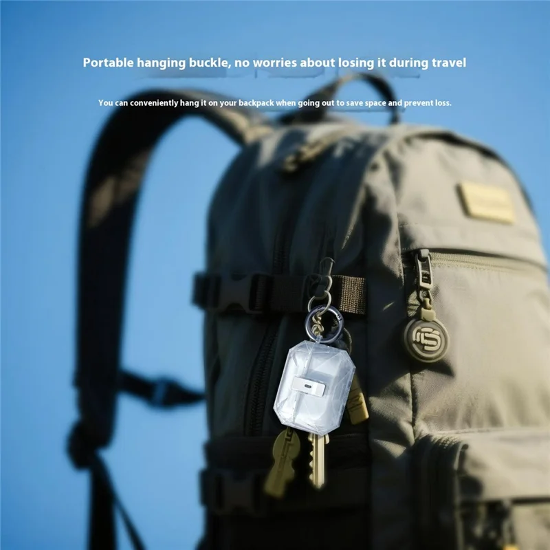 For AirPods Pro 2 Case Auto Pop-Up Lock Design TPU Protective Cover with Carabiner - Transparent Black