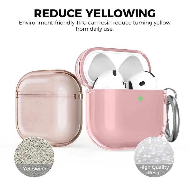 AHASTYLE WG164 Pour Étui AirPods 4 Conception Séparée Housse de Écouteurs en TPU avec Kit de Nettoyage et Mousqueton - Rose
