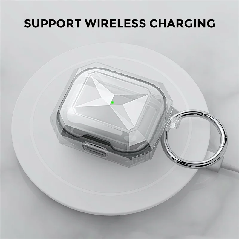 AHASTYLE WG165 Für AirPods 4 Hülle Zweifarbige TPU Kopfhörer-Schutzhülle mit Karabiner - Weiß