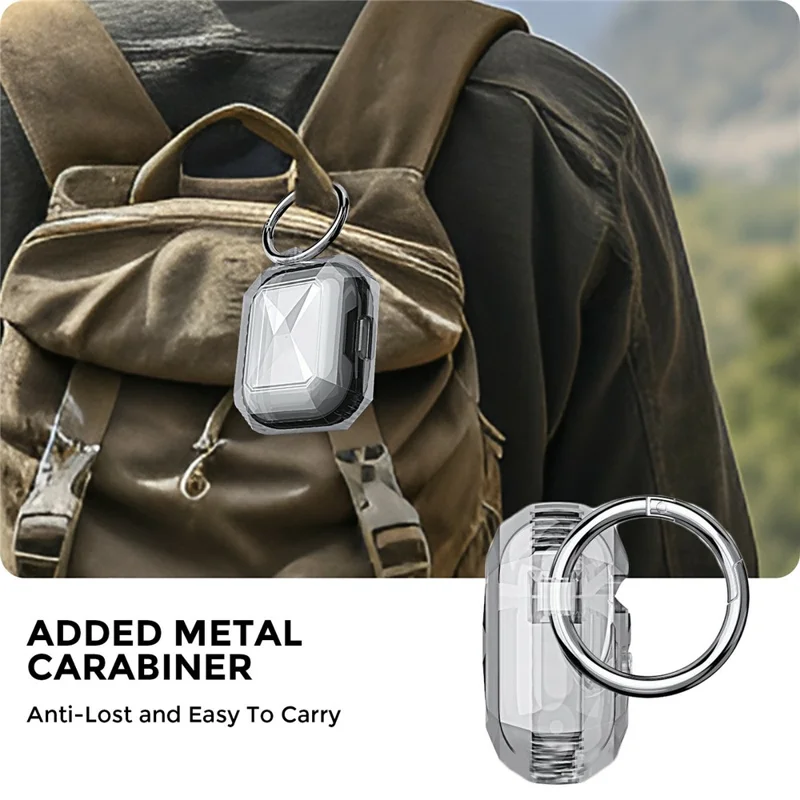 AHASTYLE WG165 Für AirPods 4 Hülle Zweifarbige TPU Kopfhörer-Schutzhülle mit Karabiner - Weiß