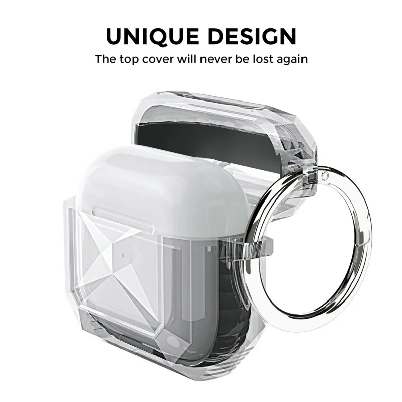 AHASTYLE WG165 Für AirPods 4 Hülle Zweifarbige TPU Kopfhörer-Schutzhülle mit Karabiner - Weiß