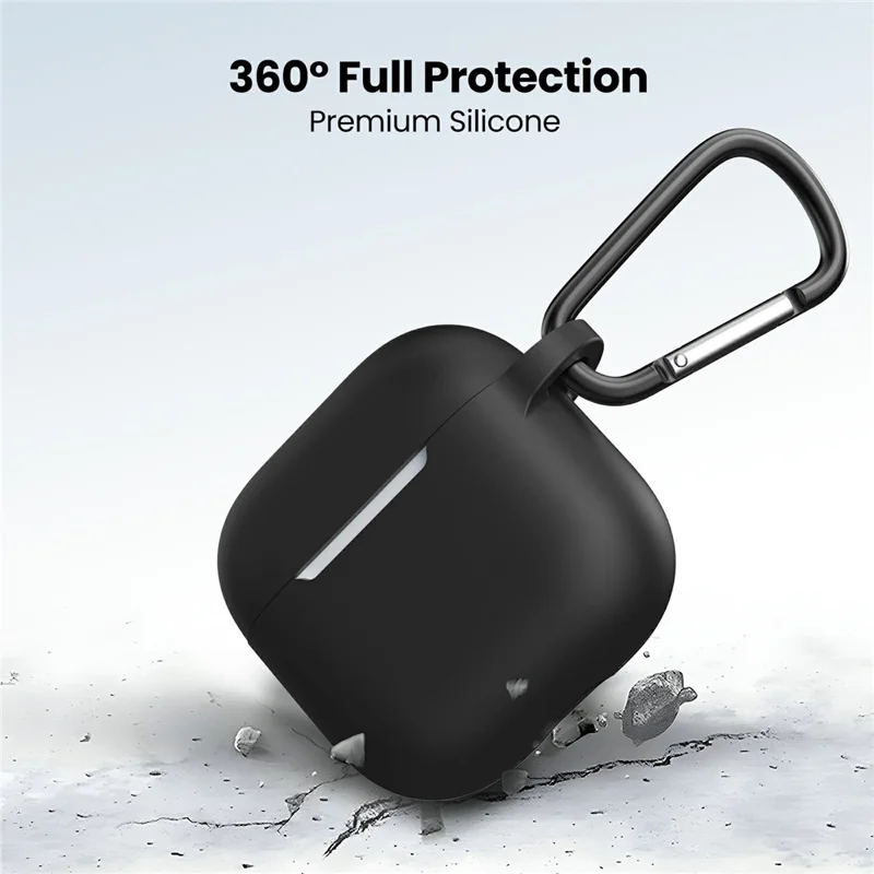 AHASTYLE WE36 For AirPods 4 Case Silicone Earbuds Protective Cover with Carabiner - Black