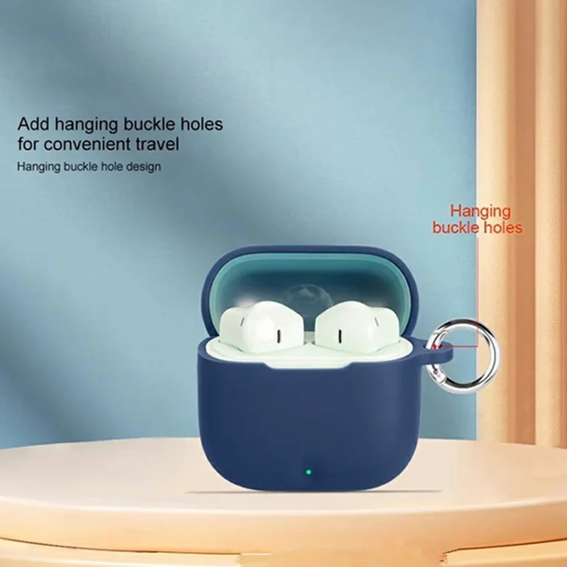 Para Oppo Enco Air4 Nova Edição de Som Capa de Silicone Protetora com Fivela Anti-Perda - Azul Escuro
