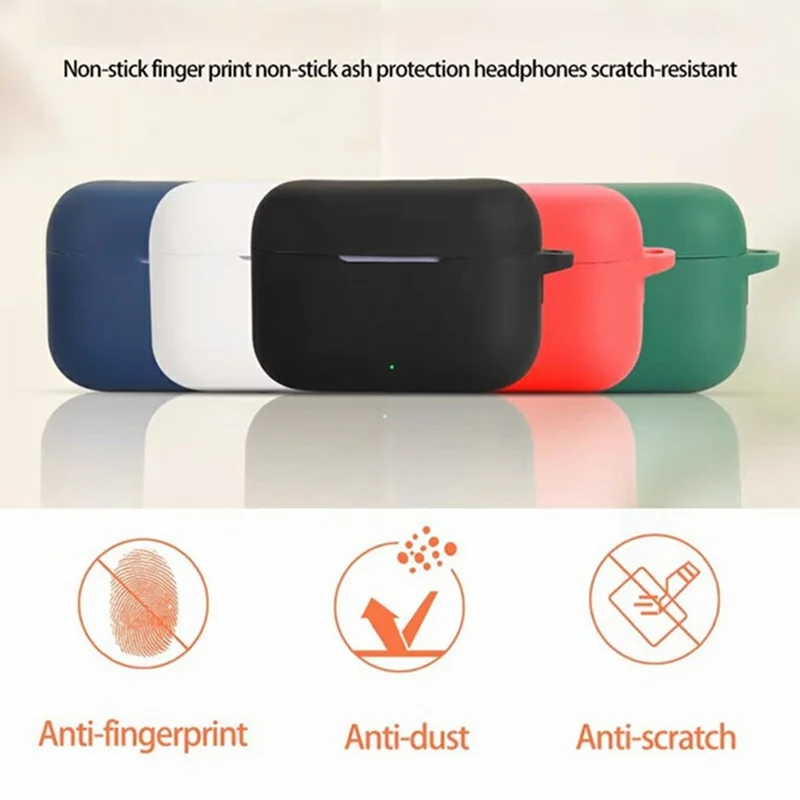 Für Realme Buds T200 Kabellose Kopfhörer Silikon Hülle Schutzhülle mit Anti-Verlust Anhänger - Weiß