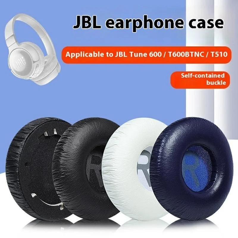 1 Pair Ear Pads For JBL Tune 600BTNC Foam Ear Cushions Replacement with Clips Comfortable Wear - Black