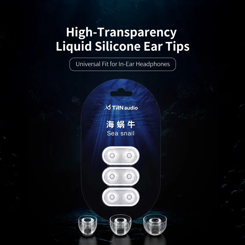 TRN 3 Pairs Transparent Liquid Silicone Ear Tips for In Ear Headphones Noise Isolating Replacement Earbud Caps - S
