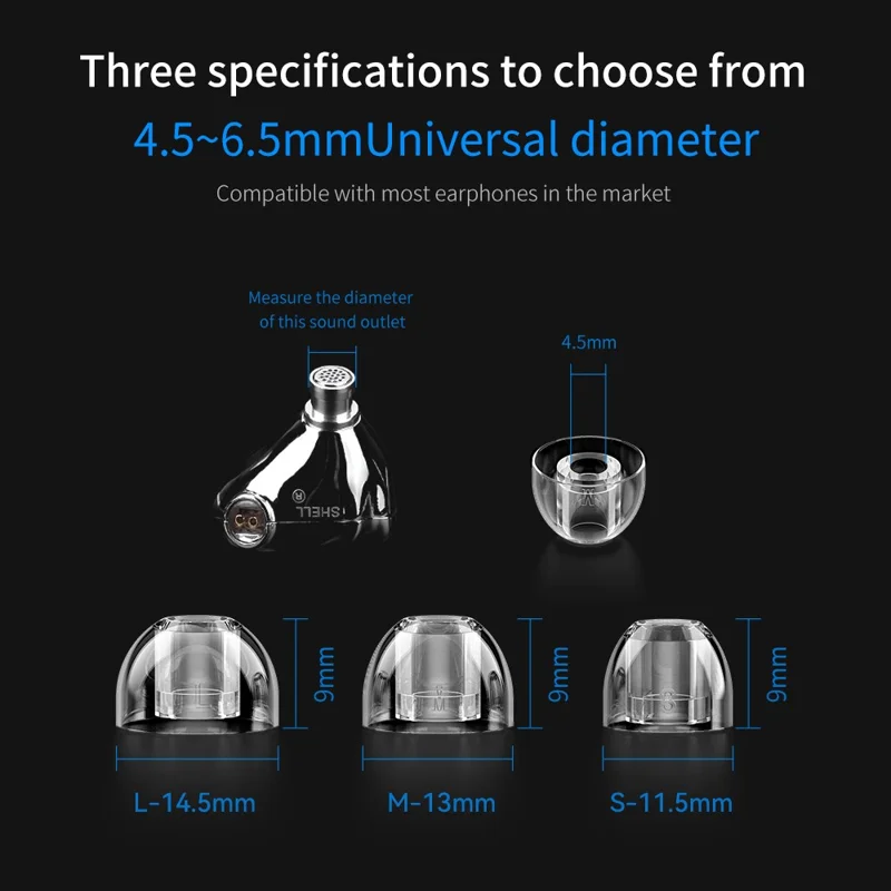 TRN 3 Pairs Transparent Liquid Silicone Ear Tips for In Ear Headphones Noise Isolating Replacement Earbud Caps - M
