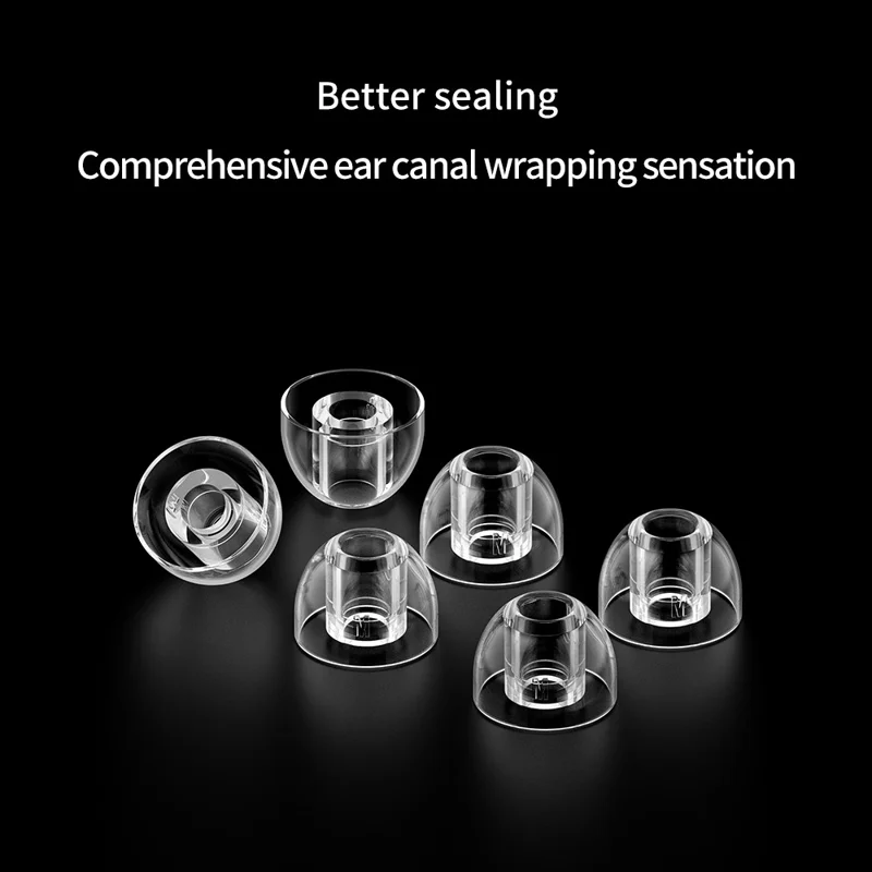TRN 3 Pairs Transparent Liquid Silicone Ear Tips for In Ear Headphones Noise Isolating Replacement Earbud Caps - M