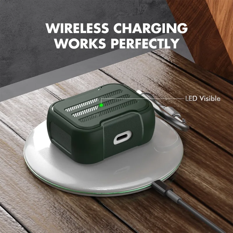 AHASTYLE PT115-PRO1 Custodia in Silicone per AirPods Pro con Moschettone - Verde