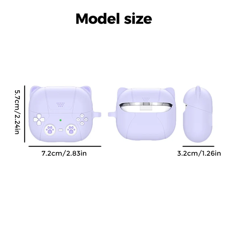 AHASTYLE WG160 For Samsung Galaxy Buds3 / Buds3 Pro Cartoon Cat Ears Silicone Protective Case with Hanging Hook - Purple