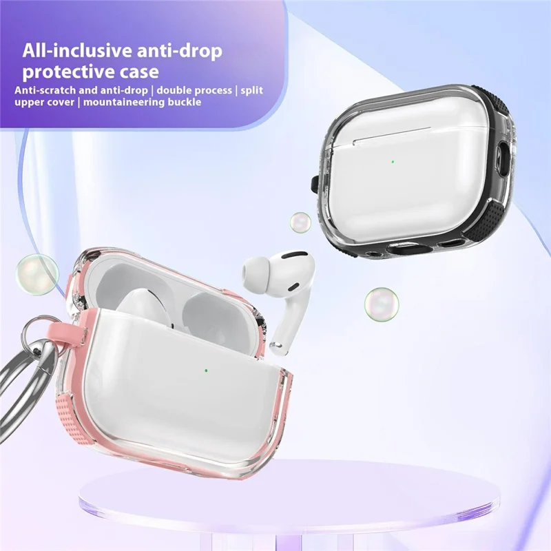 Étui pour AirPods 4 avec Mousqueton en TPU à Couleurs Contrastées - Noir