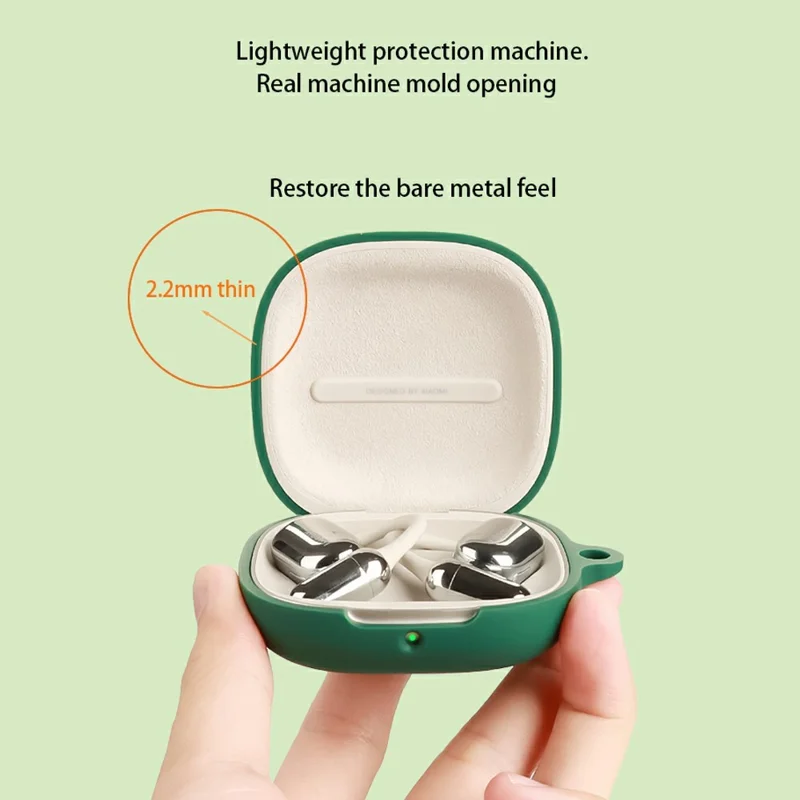 Чехол для беспроводных наушников Xiaomi OpenWear Stereo Pro с силиконовой защитой и противоугонной подвеской - Темно-зеленый