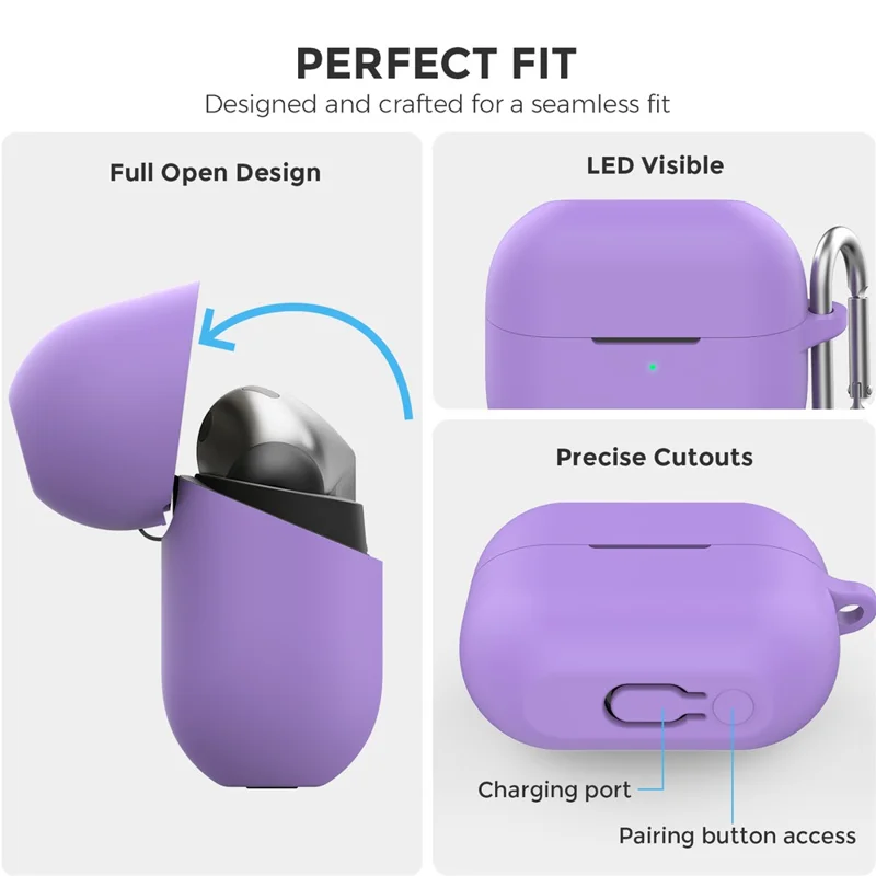 AHASTYLE WG158 For Samsung Galaxy Buds3 / Buds3 Pro Earphone Silicone Protective Case with Hanging Hook - Purple