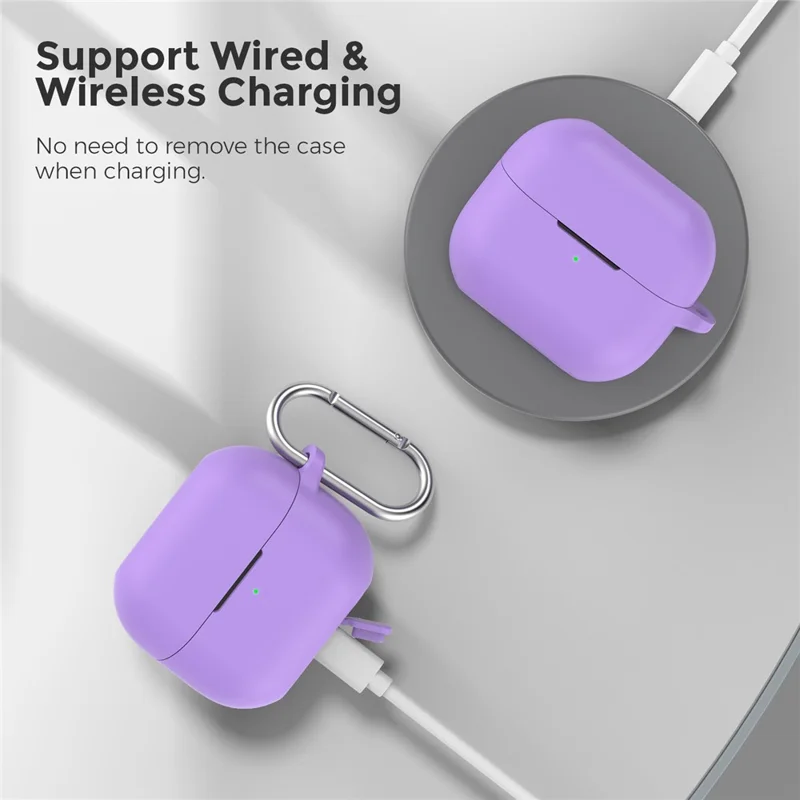 AHASTYLE WG158 For Samsung Galaxy Buds3 / Buds3 Pro Earphone Silicone Protective Case with Hanging Hook - Purple