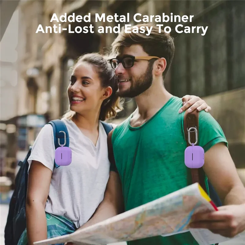 AHASTYLE WG158 For Samsung Galaxy Buds3 / Buds3 Pro Earphone Silicone Protective Case with Hanging Hook - Purple
